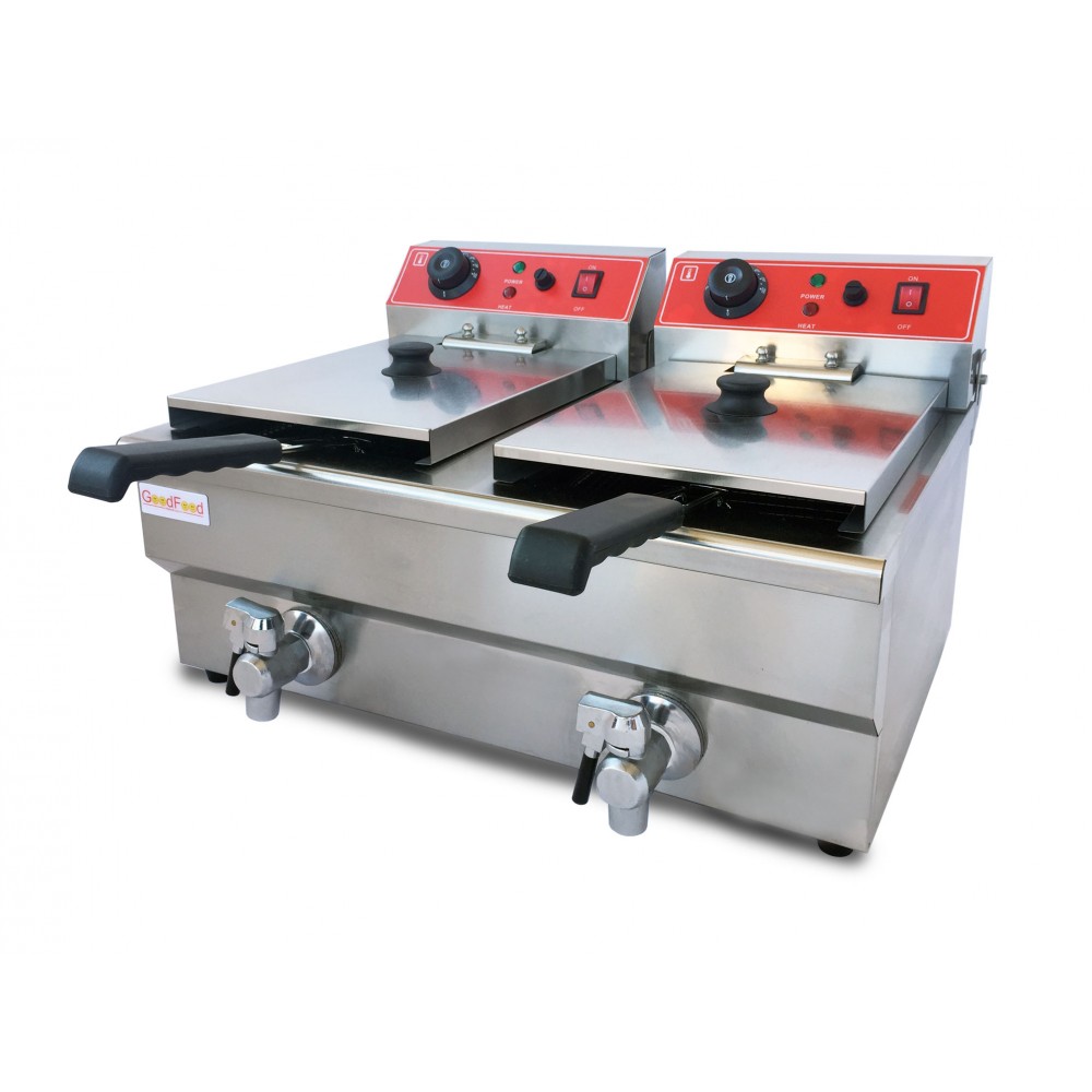 Фритюрниця подвійна електрична професійна GoodFood EF88 кран